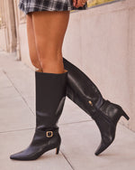 Barker Vegan Leather Knee High Buckle Boot