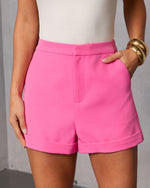 Fuchsia % Standards Pocketed Tailored Shorts-6