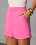 Fuchsia % Standards Pocketed Tailored Shorts-3