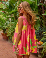 Sunveil Nectar Cotton Tropical Floral Lace Trim Mini Dress