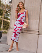 Whisper Bloom Printed Knit Midi Dress