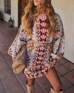 End of Light Abstract Print Mini Sweater Dress