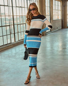 Style Boost Color Block Knit Midi Dress