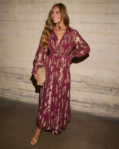 Vionette Printed Wrap Tie Maxi Dress VICI Vionette Printed Wrap Tie Maxi Dress VICI