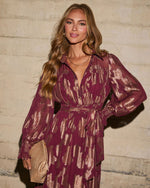 Vionette Printed Wrap Tie Maxi Dress