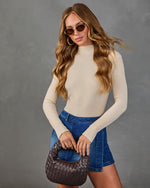 Naomi Ribbed Mock Neck Long Sleeve Top