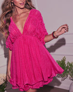 Happy Vibes Plunging Neckline Mini Dress