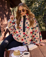 Pauleen Sherpa Floral Quarter Zip Sweatshirt