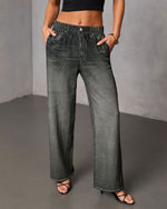 Charcoal % Presilla Contrast Stripe Denim Combo Sweatpants-2