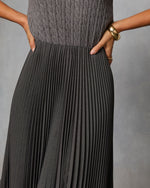 Charcoal % Vionette Pleated Midi Skirt-6