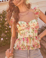 Ivory Multi % Reina Floral Peplum Top-6