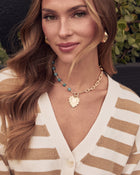 Dark Blue % Sophia 18K Gold Plated Heart Necklace-1