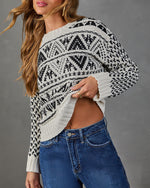 Chilly Mornings Knit Aztec Print Sweater