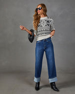 Chilly Mornings Knit Aztec Print Sweater