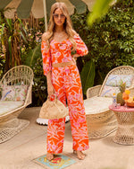 Peony Paradise Tropical Floral Wide Leg Pants