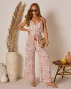 Ivory/Camel % Brighton Beach Sleeveless Printed Jumpsuit-1