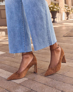 Joelyn Faux Suede Sculpted Block Heel Pumps