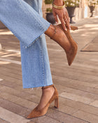 Joelyn Faux Suede Sculpted Block Heel Pumps