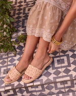 Selenah Woven Raffia Flat Sandals