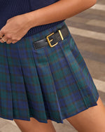 Emersin Pleated Plaid Mini Skort