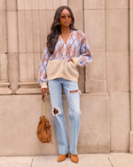 Charlena Knit Argyle Cardigan