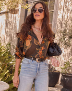 Olive Multi % Fallowed Field Print Button Up Top-1