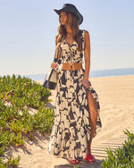 Weekend Wanderer Abstract Print Front Tie Top