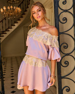 Golden Nights Satin Lace Trim Top