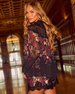 Pippah Floral Lace Trim Mock Neck Blouse