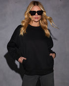 Black % Woah Pocketed Cotton Blend Mock Neck Sweatshirt-6