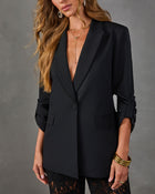 Meet Somewhere Ruched Sleeve Blazer