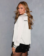 Midge Contrast Trim Button Up Top