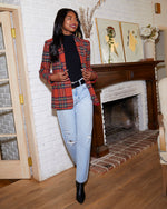 Red Multi % Eve Pocketed Plaid Blazer-2