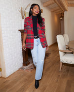 Plaid % Eve Pocketed Plaid Blazer-2