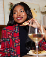 Plaid % Eve Pocketed Plaid Blazer-5