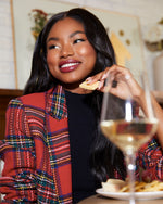 Red Multi % Eve Pocketed Plaid Blazer-6