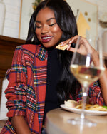 Red Multi % Eve Pocketed Plaid Blazer-5