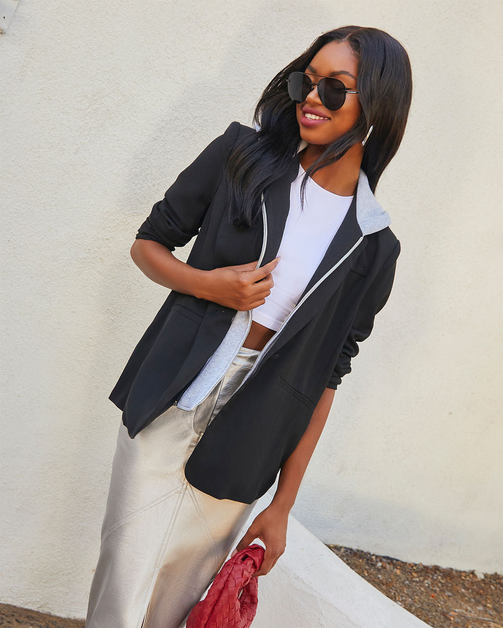 Blazer with cheap built in hoodie