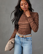Pretty Clever Ruffle Mock Neck Top