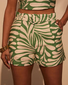 Cool Girl Belted Tropical Shorts