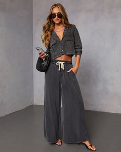 Easy Mode Drawstring Wide Leg Pants