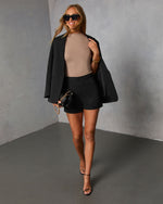 Black % Standards Pocketed Tailored Shorts-6