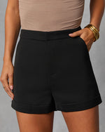 Black % Standards Pocketed Tailored Shorts-1