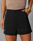 Black % Standards Pocketed Tailored Shorts-1
