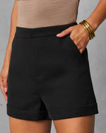 Black % Standards Pocketed Tailored Shorts-3