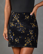 Pressed Peony Velvet Jacquard Floral Mini Skirt