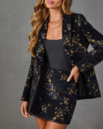 Pressed Peony Velvet Jacquard Floral Mini Skirt