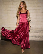 Clemara Pleated Satin Maxi Dress