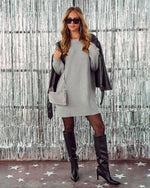 Soft Halo Knit Embellished Mini Sweater Dress