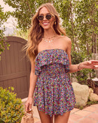 Lilliana Floral Smocked Strapless Romper